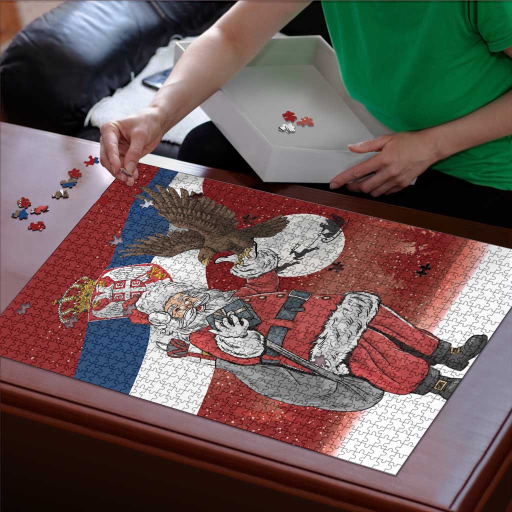 Serbia Santa Christmas Puzzle Christmas Serbian Eagle Flag Style - Wonder Print Shop