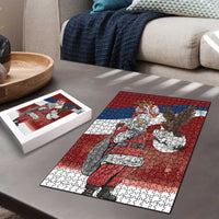 Serbia Santa Christmas Puzzle Christmas Serbian Eagle Flag Style - Wonder Print Shop