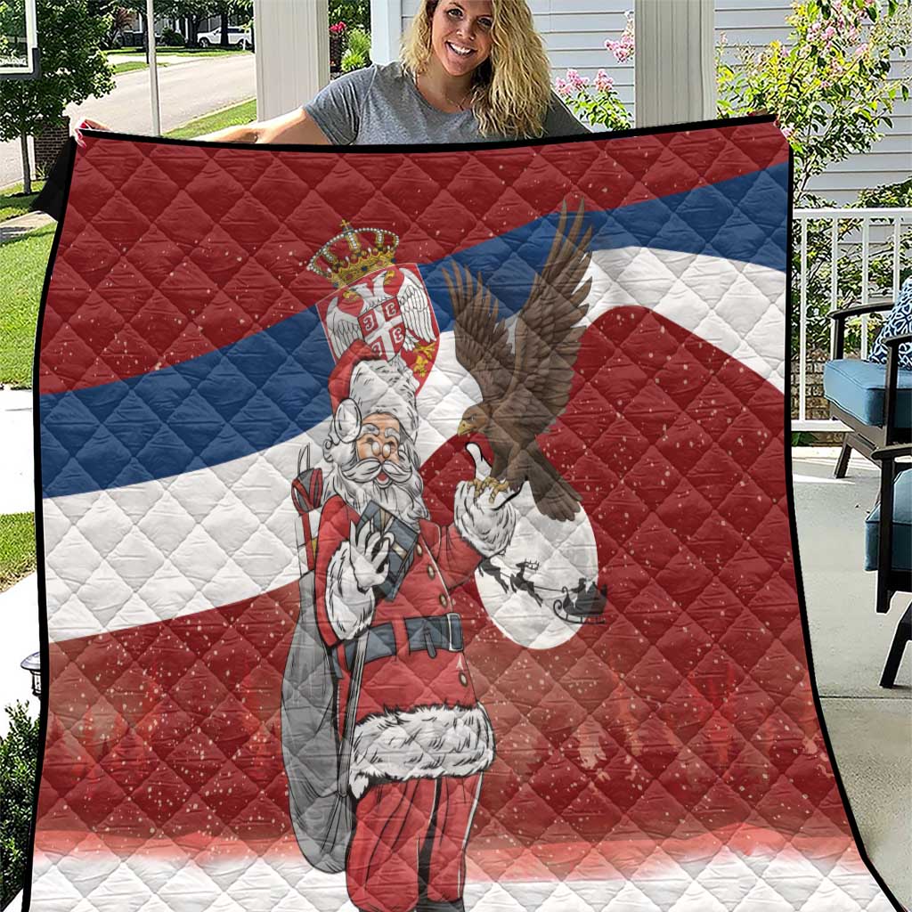 Serbia Santa Christmas Quilt Christmas Serbian Eagle Flag Style - Wonder Print Shop