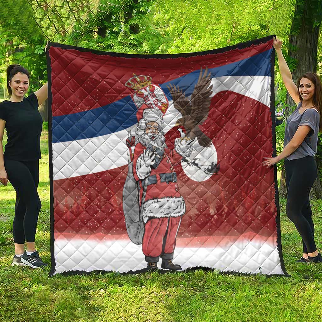 Serbia Santa Christmas Quilt Christmas Serbian Eagle Flag Style - Wonder Print Shop