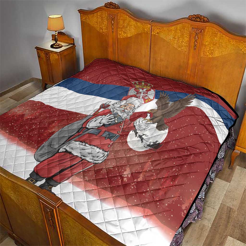 Serbia Santa Christmas Quilt Christmas Serbian Eagle Flag Style - Wonder Print Shop