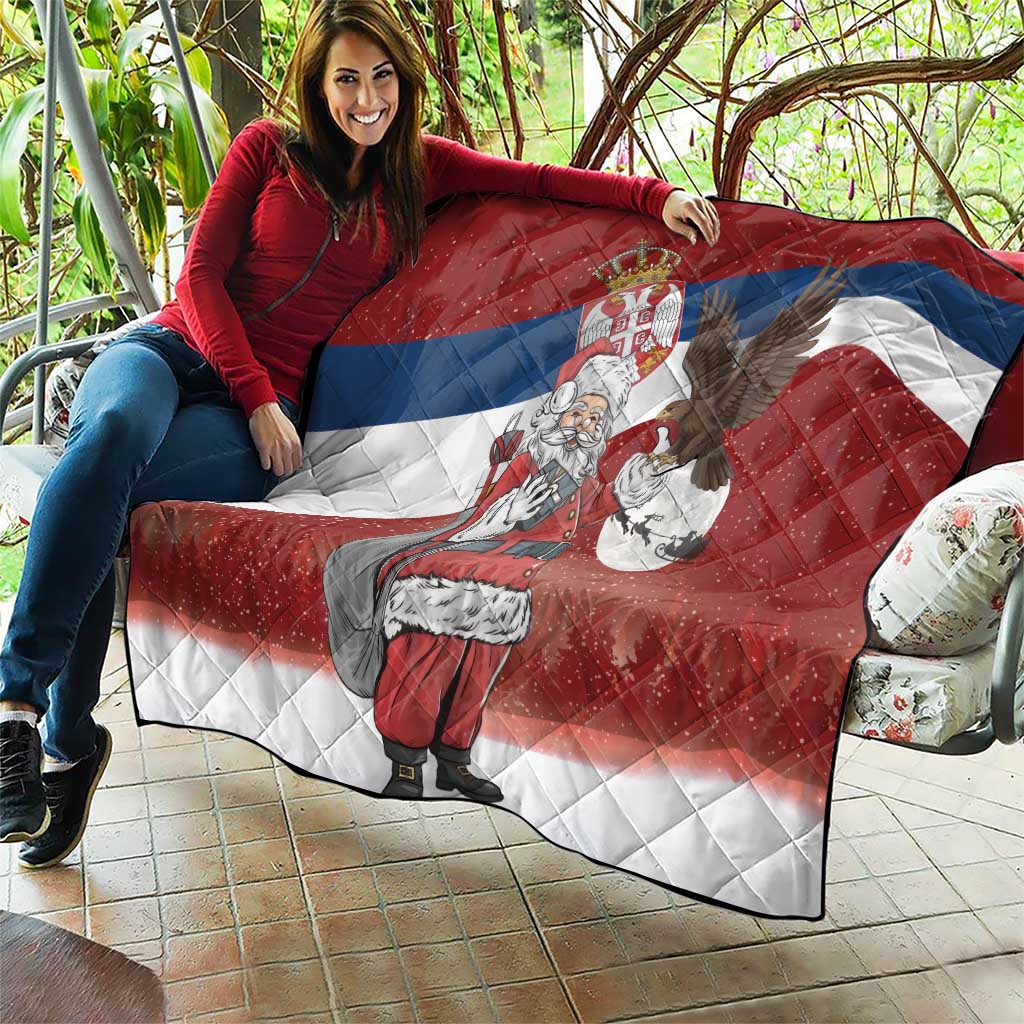 Serbia Santa Christmas Quilt Christmas Serbian Eagle Flag Style - Wonder Print Shop