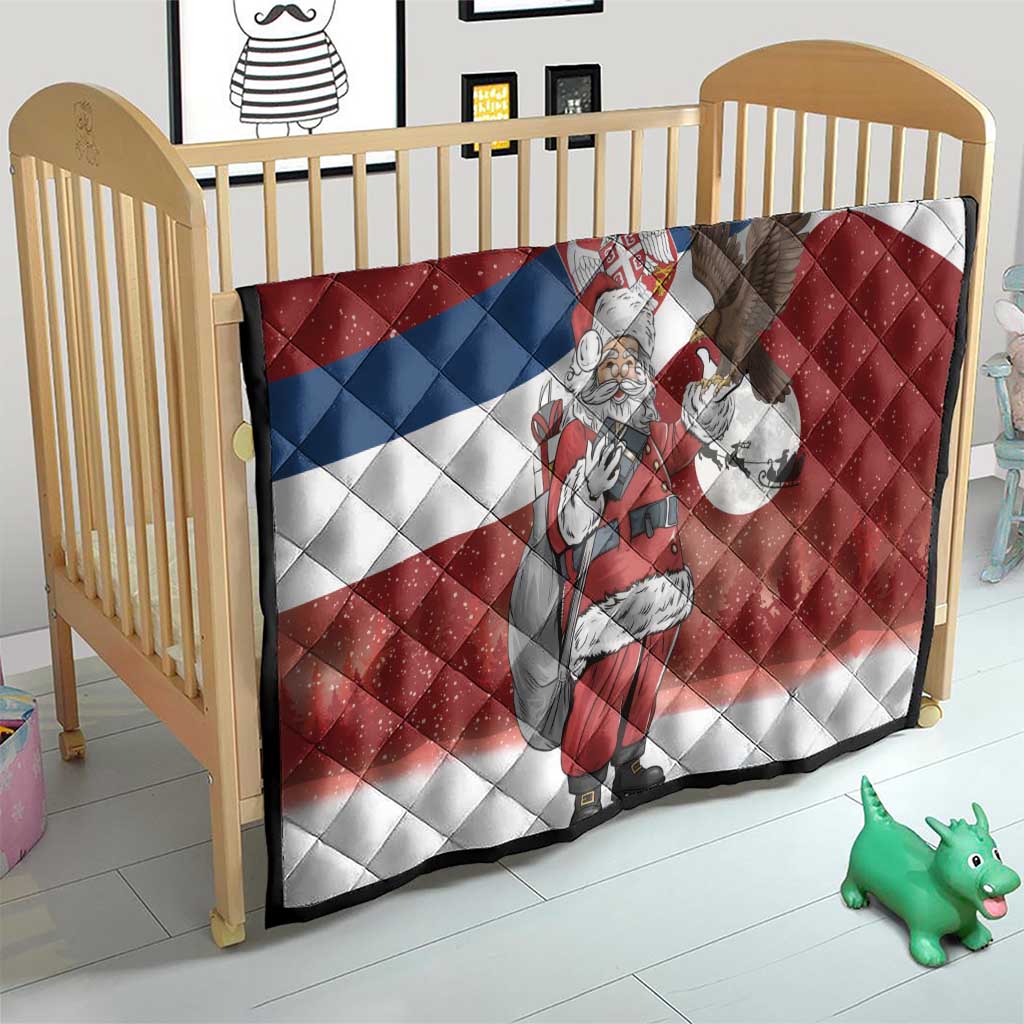 Serbia Santa Christmas Quilt Christmas Serbian Eagle Flag Style - Wonder Print Shop