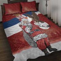 Serbia Santa Christmas Quilt Bed Set Christmas Serbian Eagle Flag Style - Wonder Print Shop