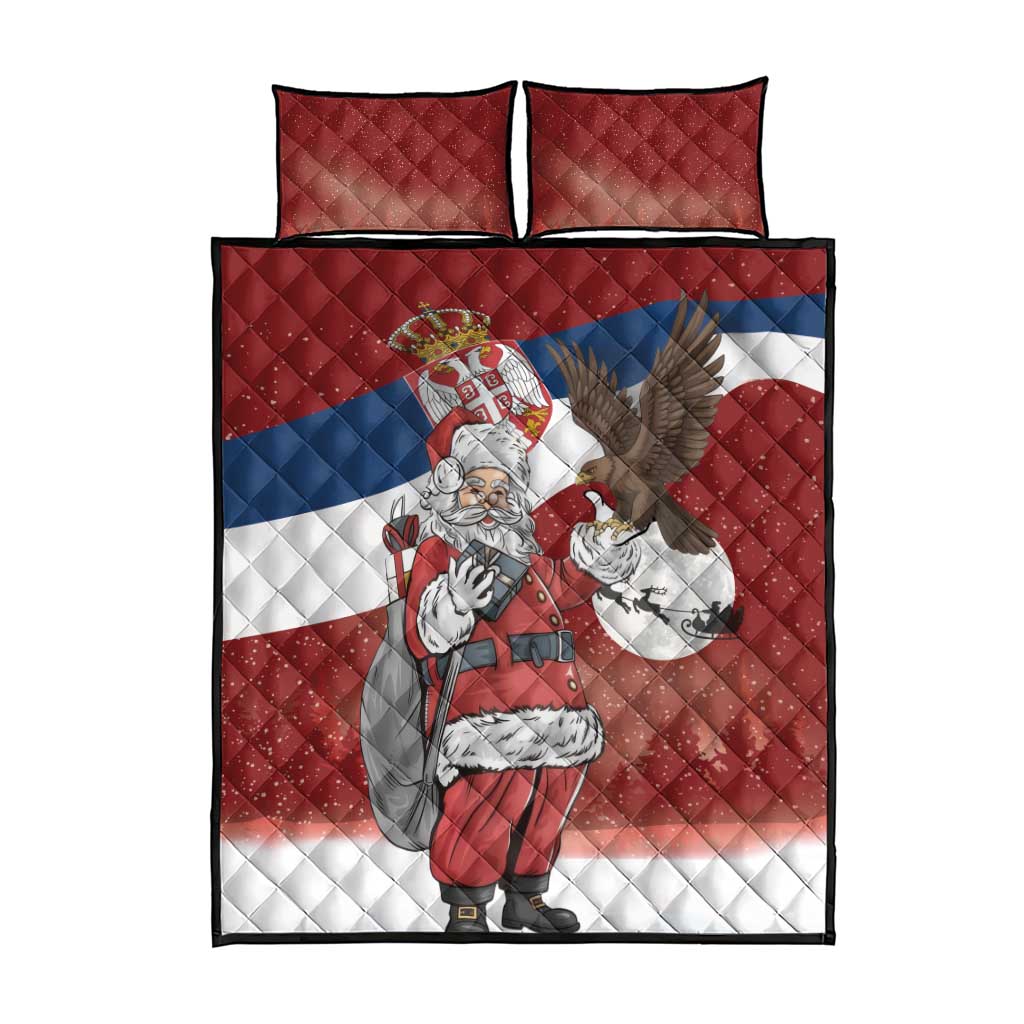 Serbia Santa Christmas Quilt Bed Set Christmas Serbian Eagle Flag Style - Wonder Print Shop