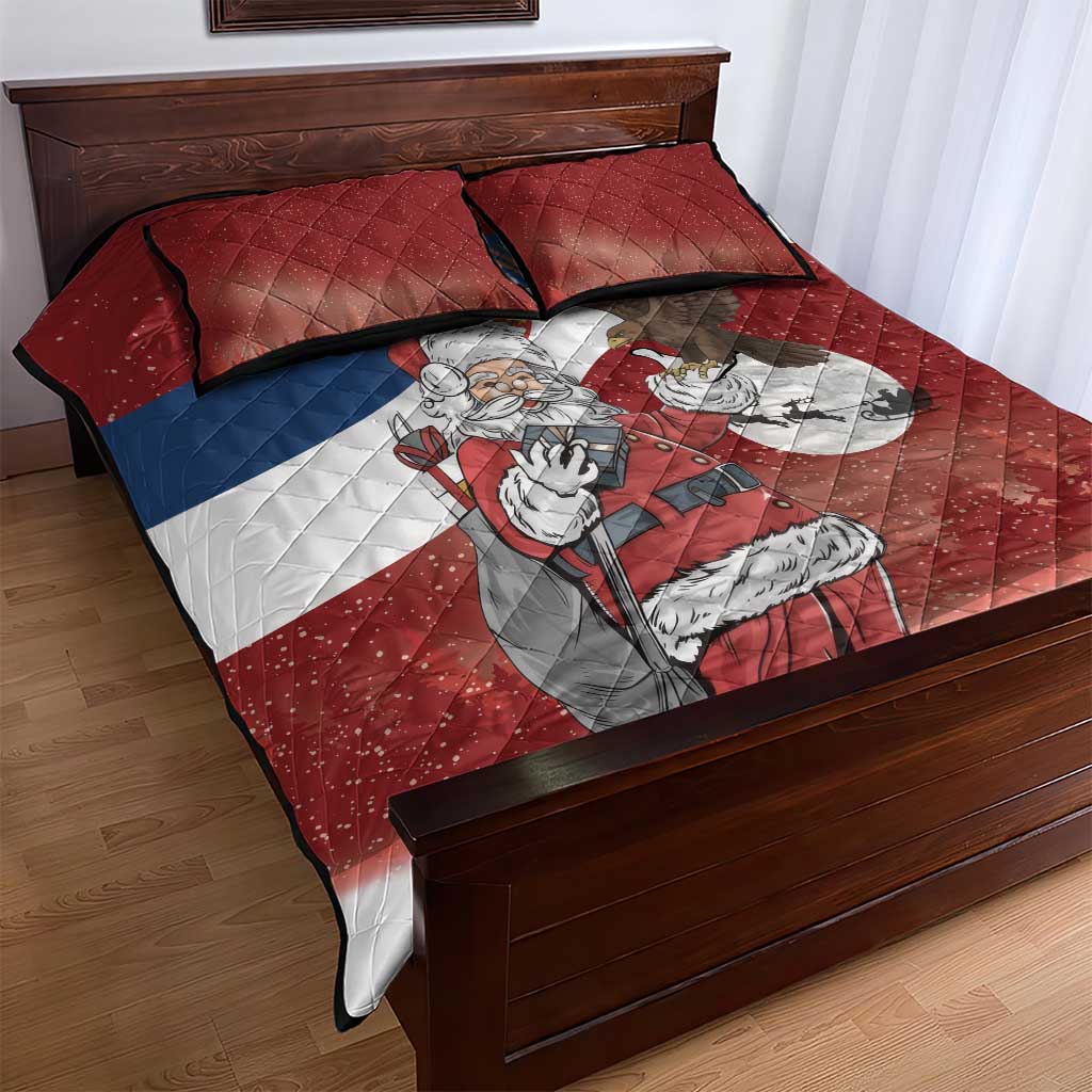 Serbia Santa Christmas Quilt Bed Set Christmas Serbian Eagle Flag Style - Wonder Print Shop