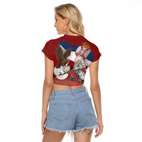 Serbia Santa Christmas Raglan Cropped T Shirt Christmas Serbian Eagle Flag Style - Wonder Print Shop