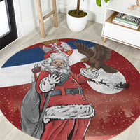 Serbia Santa Christmas Round Carpet Christmas Serbian Eagle Flag Style - Wonder Print Shop