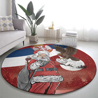 Serbia Santa Christmas Round Carpet Christmas Serbian Eagle Flag Style - Wonder Print Shop