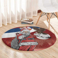 Serbia Santa Christmas Round Carpet Christmas Serbian Eagle Flag Style - Wonder Print Shop