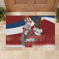 Serbia Santa Christmas Rubber Doormat Christmas Serbian Eagle Flag Style - Wonder Print Shop