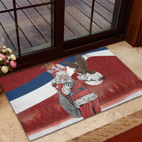 Serbia Santa Christmas Rubber Doormat Christmas Serbian Eagle Flag Style - Wonder Print Shop