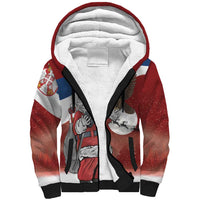Serbia Santa Christmas Sherpa Hoodie Christmas Serbian Eagle Flag Style - Wonder Print Shop