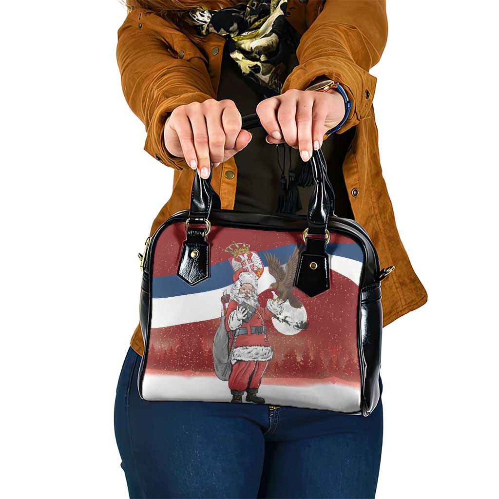 Serbia Santa Christmas Shoulder Handbag Christmas Serbian Eagle Flag Style - Wonder Print Shop