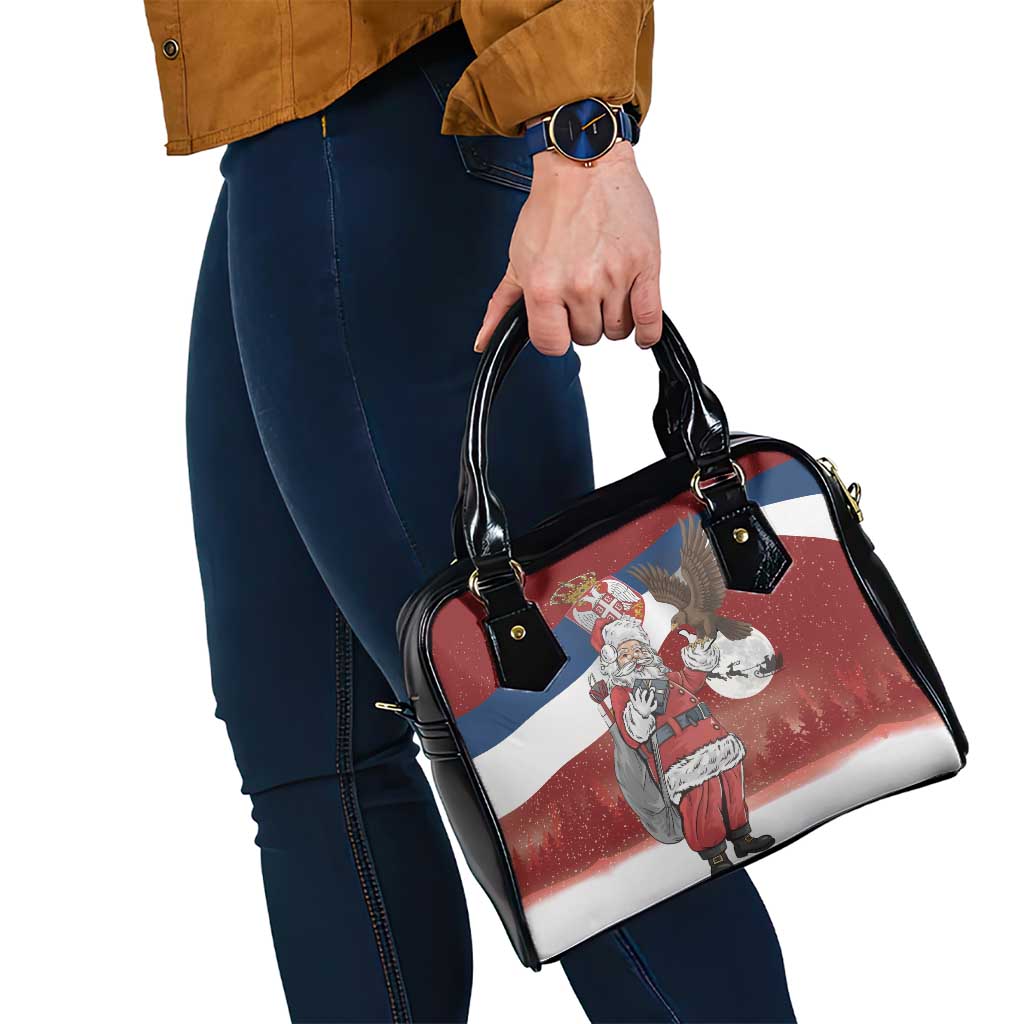 Serbia Santa Christmas Shoulder Handbag Christmas Serbian Eagle Flag Style - Wonder Print Shop