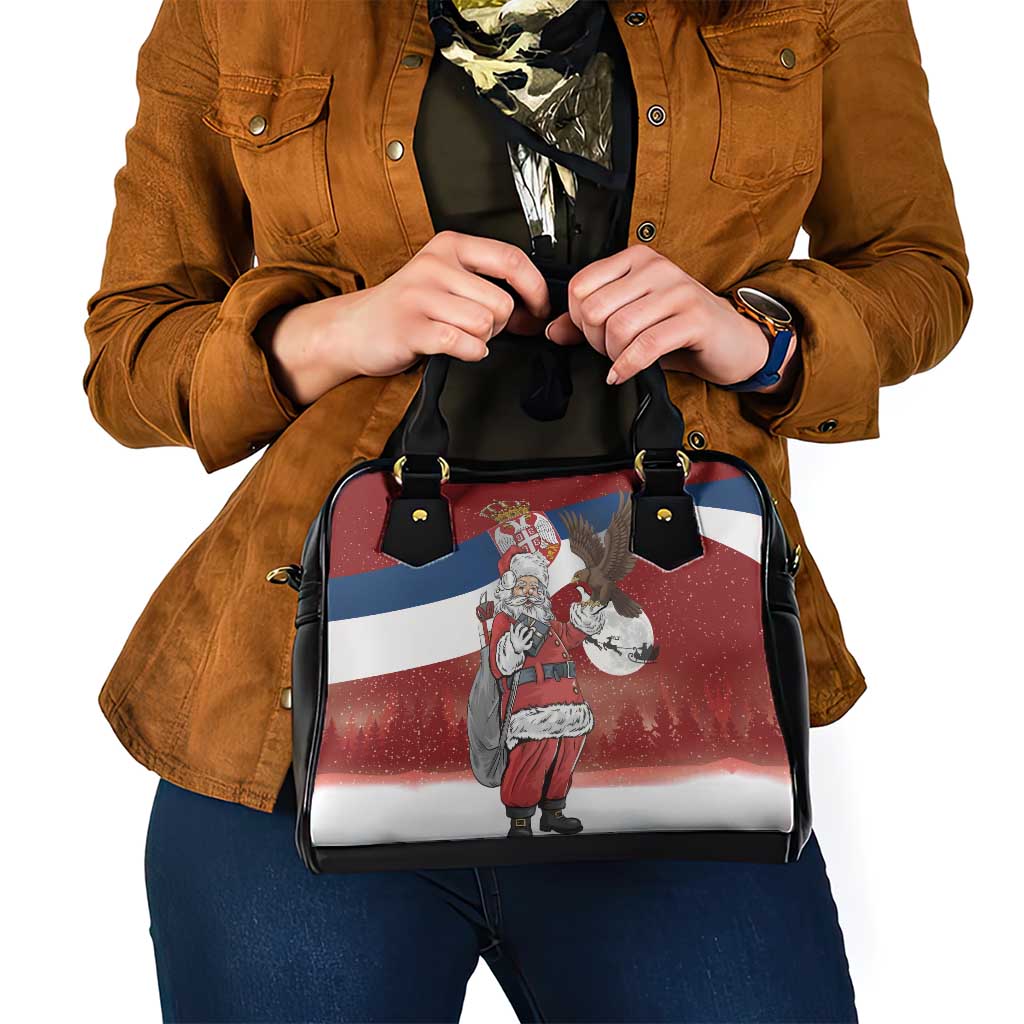 Serbia Santa Christmas Shoulder Handbag Christmas Serbian Eagle Flag Style - Wonder Print Shop