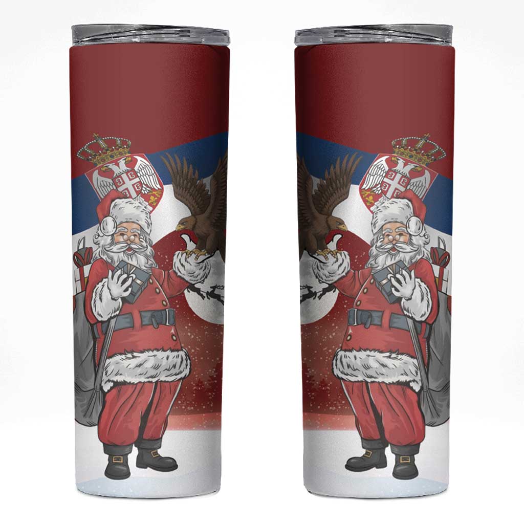 Serbia Santa Christmas Skinny Tumbler Christmas Serbian Eagle Flag Style - Wonder Print Shop