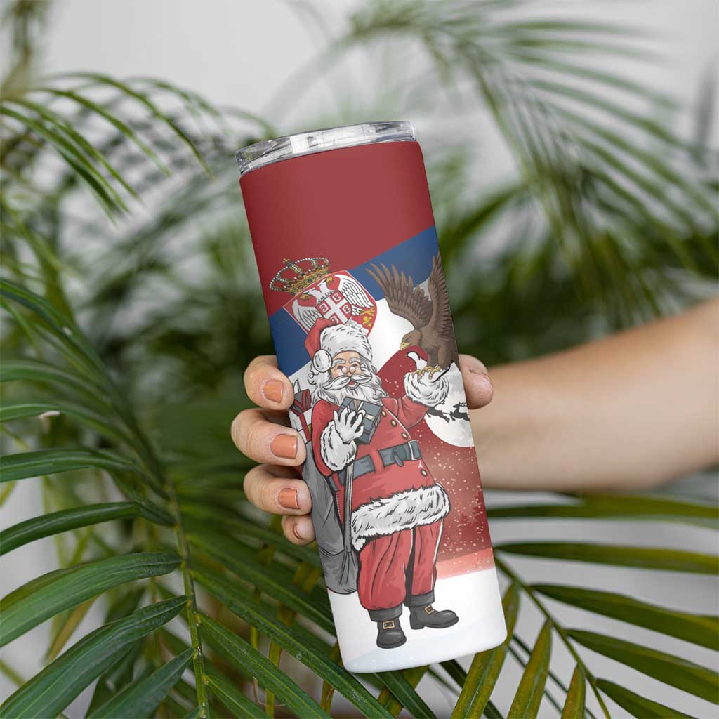 Serbia Santa Christmas Skinny Tumbler Christmas Serbian Eagle Flag Style - Wonder Print Shop
