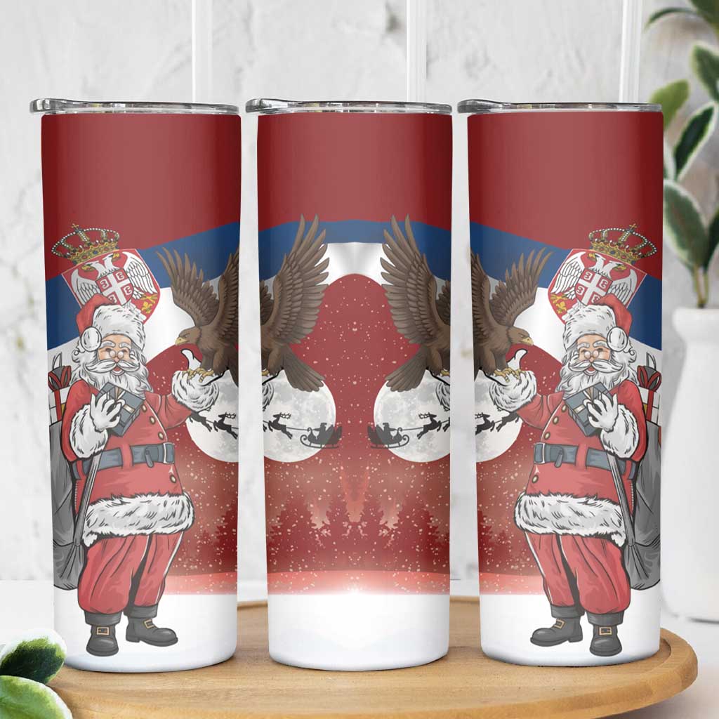 Serbia Santa Christmas Skinny Tumbler Christmas Serbian Eagle Flag Style - Wonder Print Shop