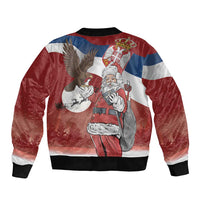 Serbia Santa Christmas Sleeve Zip Bomber Jacket Christmas Serbian Eagle Flag Style - Wonder Print Shop