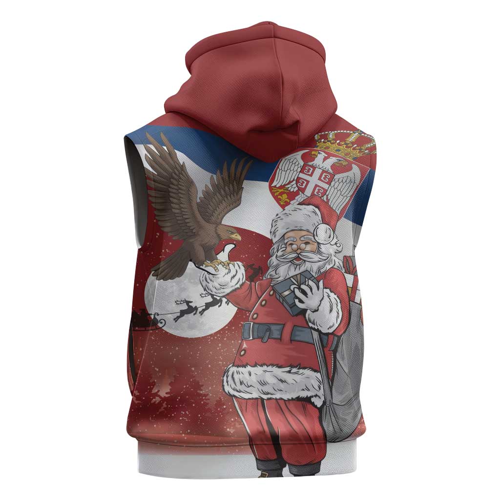 Serbia Santa Christmas Sleeveless Hoodie Christmas Serbian Eagle Flag Style - Wonder Print Shop