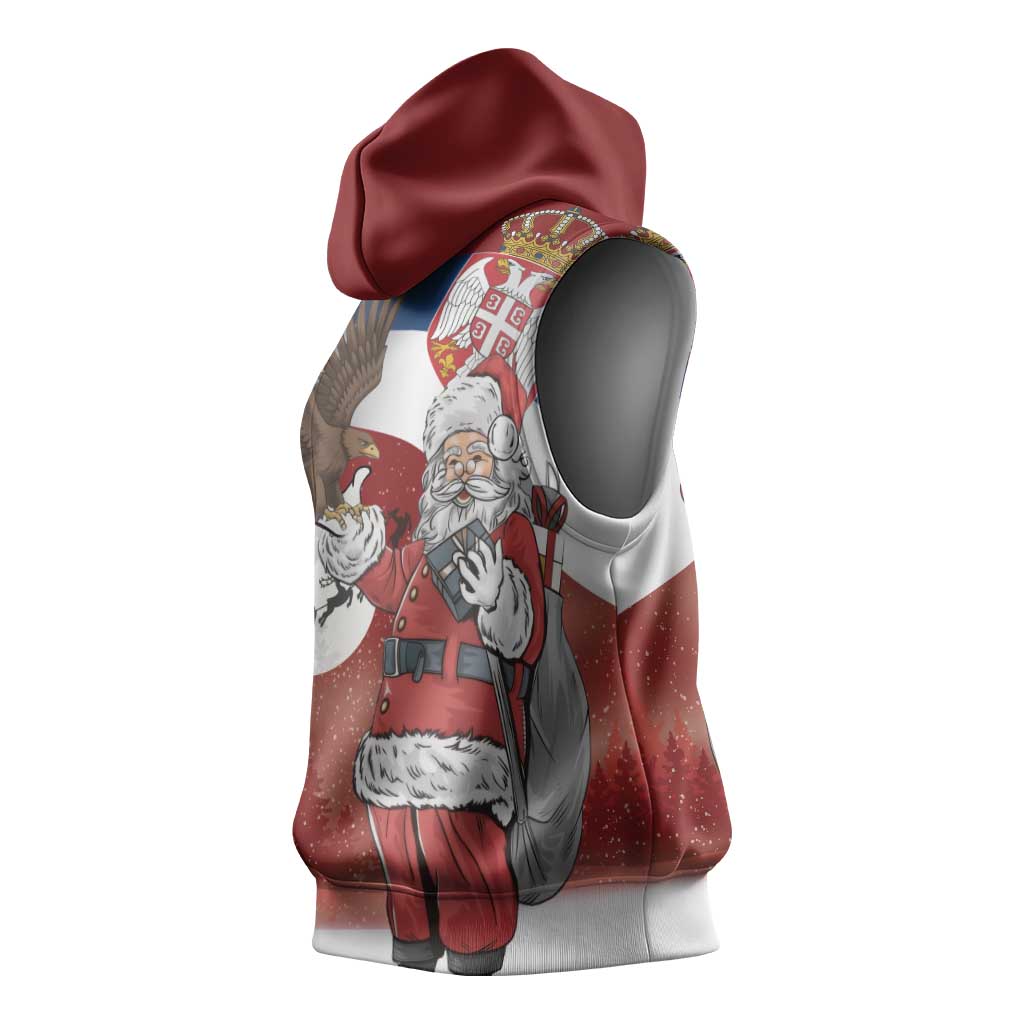 Serbia Santa Christmas Sleeveless Hoodie Christmas Serbian Eagle Flag Style - Wonder Print Shop