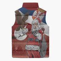 Serbia Santa Christmas Sleeveless Puffer Jacket Christmas Serbian Eagle Flag Style - Wonder Print Shop