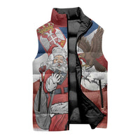 Serbia Santa Christmas Sleeveless Puffer Jacket Christmas Serbian Eagle Flag Style - Wonder Print Shop