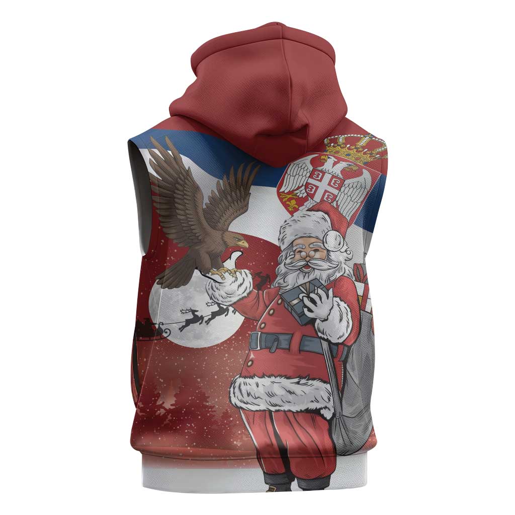 Serbia Santa Christmas Sleeveless Zip Hoodie Christmas Serbian Eagle Flag Style - Wonder Print Shop