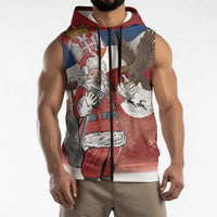 Serbia Santa Christmas Sleeveless Zip Hoodie Christmas Serbian Eagle Flag Style - Wonder Print Shop