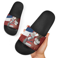 Serbia Santa Christmas Slide Sandals Christmas Serbian Eagle Flag Style - Wonder Print Shop