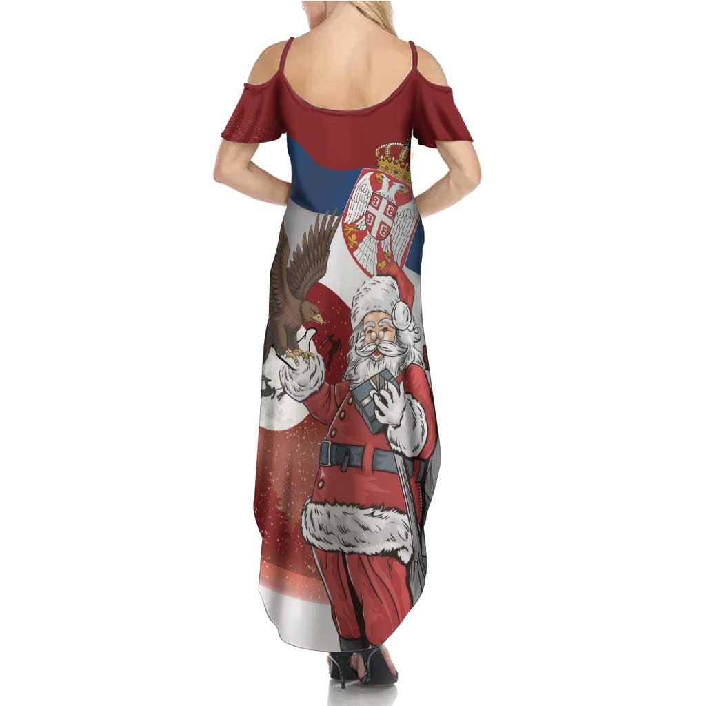 Serbia Santa Christmas Summer Maxi Dress Christmas Serbian Eagle Flag Style - Wonder Print Shop