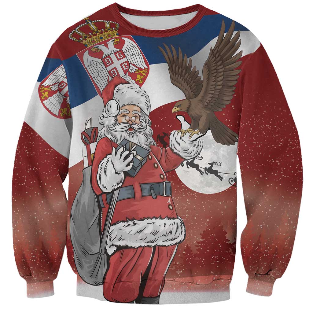 Serbia Santa Christmas Sweatshirt Christmas Serbian Eagle Flag Style - Wonder Print Shop