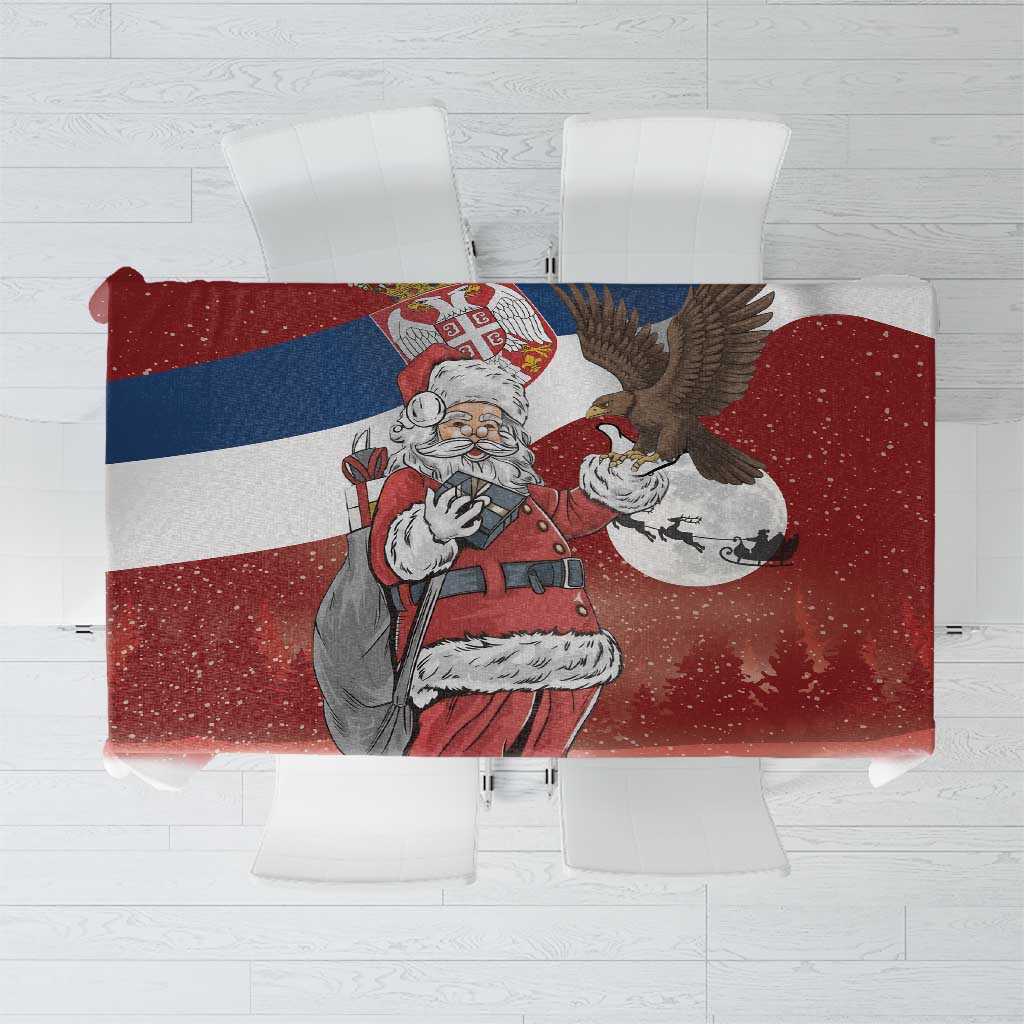 Serbia Santa Christmas Tablecloth Christmas Serbian Eagle Flag Style - Wonder Print Shop