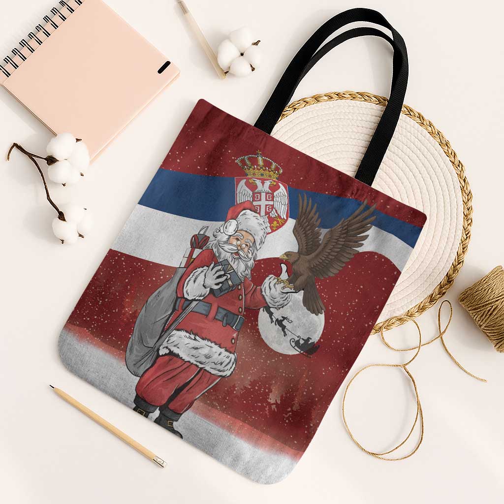 Serbia Santa Christmas Tote Bag Christmas Serbian Eagle Flag Style - Wonder Print Shop
