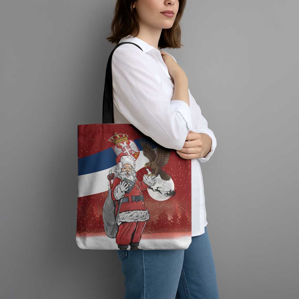 Serbia Santa Christmas Tote Bag Christmas Serbian Eagle Flag Style - Wonder Print Shop
