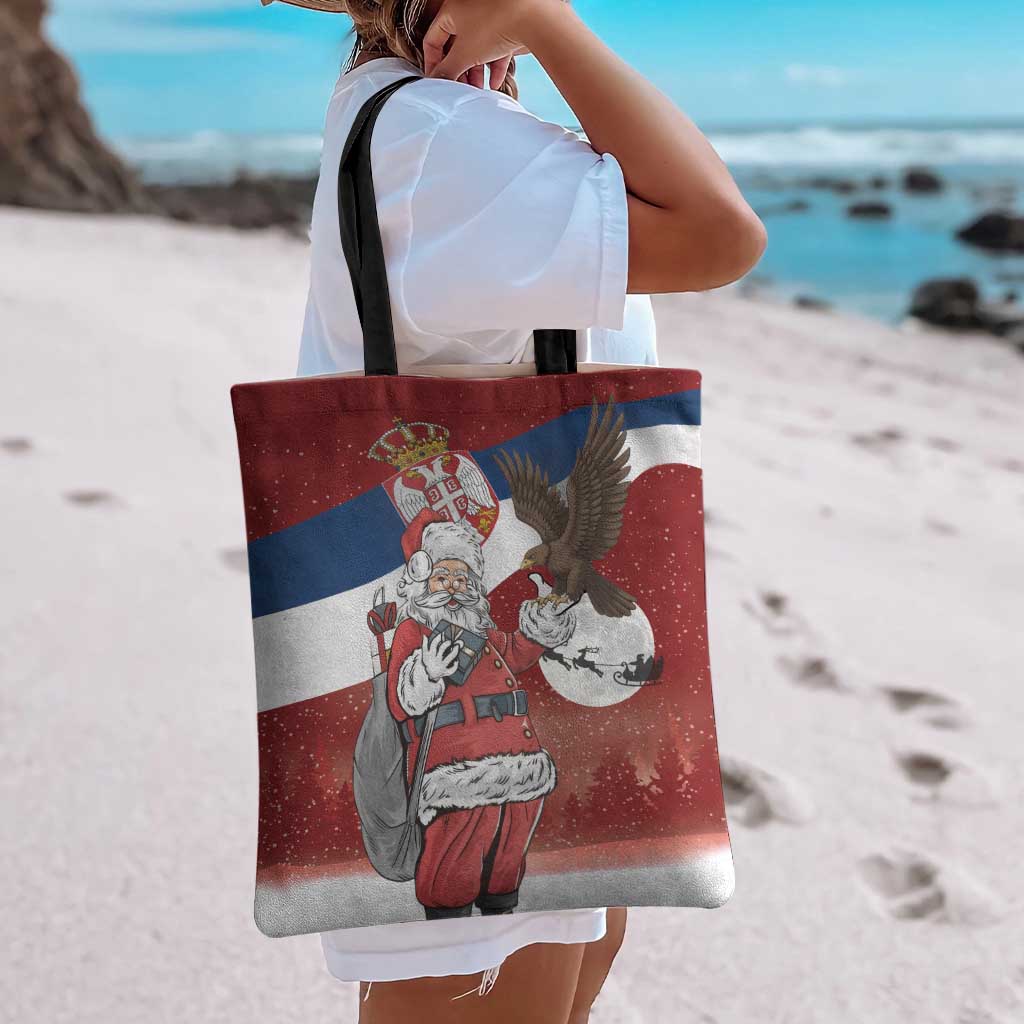 Serbia Santa Christmas Tote Bag Christmas Serbian Eagle Flag Style - Wonder Print Shop