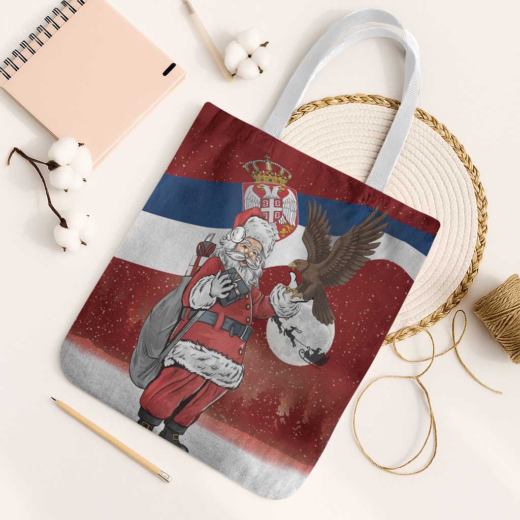 Serbia Santa Christmas Tote Bag Christmas Serbian Eagle Flag Style - Wonder Print Shop