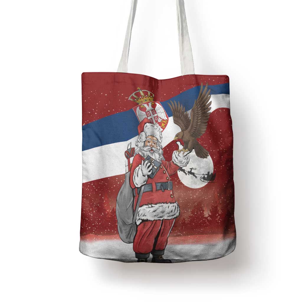 Serbia Santa Christmas Tote Bag Christmas Serbian Eagle Flag Style - Wonder Print Shop