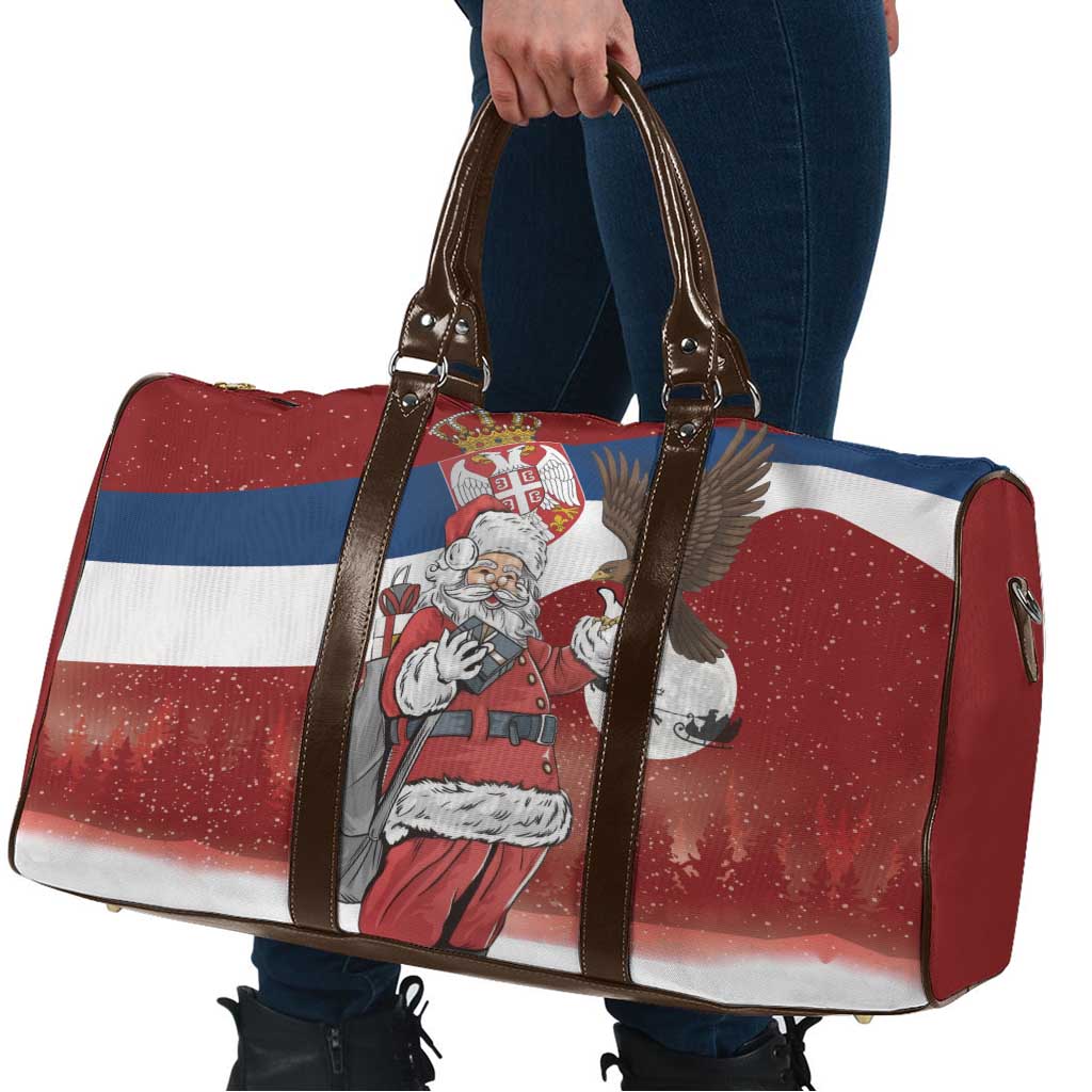 Serbia Santa Christmas Travel Bag Christmas Serbian Eagle Flag Style - Wonder Print Shop