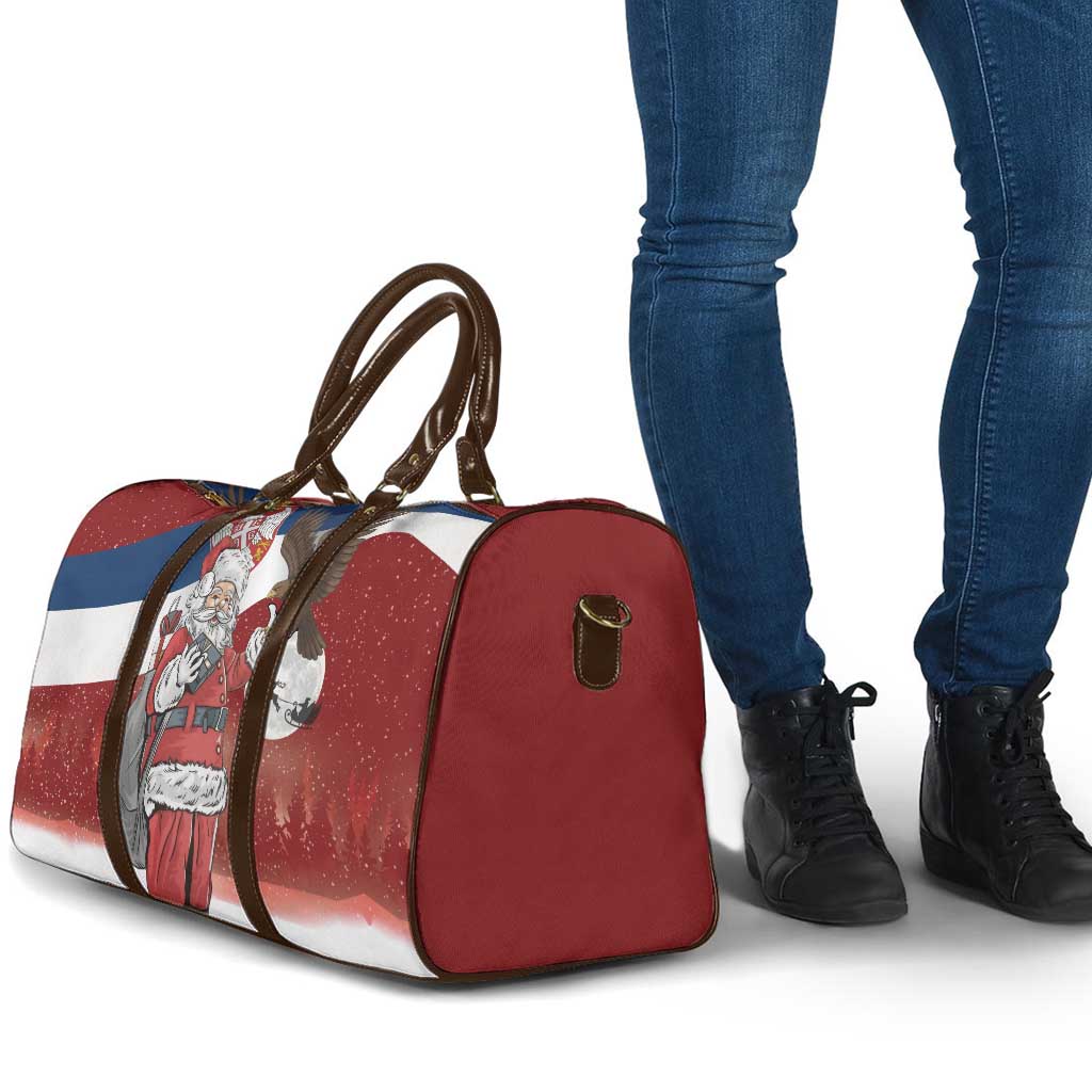 Serbia Santa Christmas Travel Bag Christmas Serbian Eagle Flag Style - Wonder Print Shop