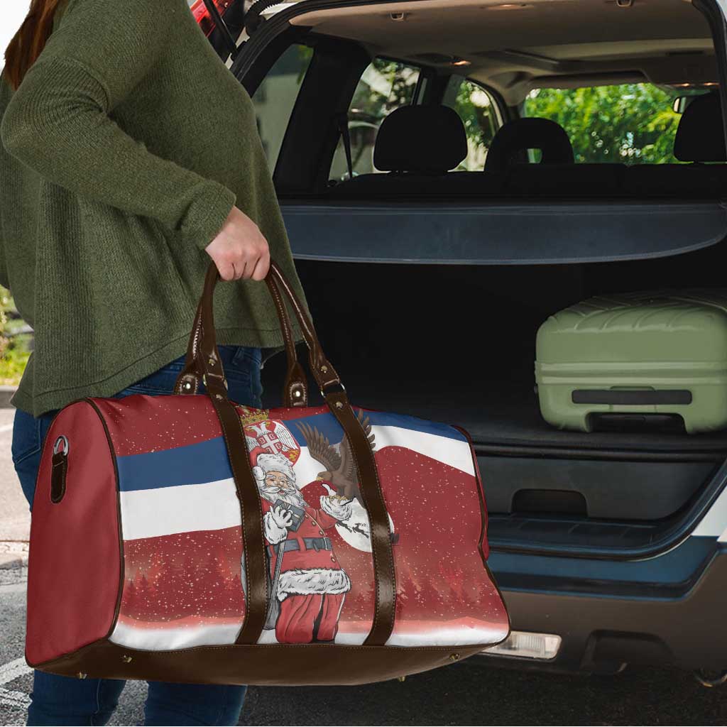 Serbia Santa Christmas Travel Bag Christmas Serbian Eagle Flag Style - Wonder Print Shop