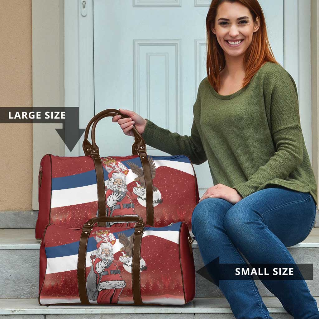 Serbia Santa Christmas Travel Bag Christmas Serbian Eagle Flag Style - Wonder Print Shop
