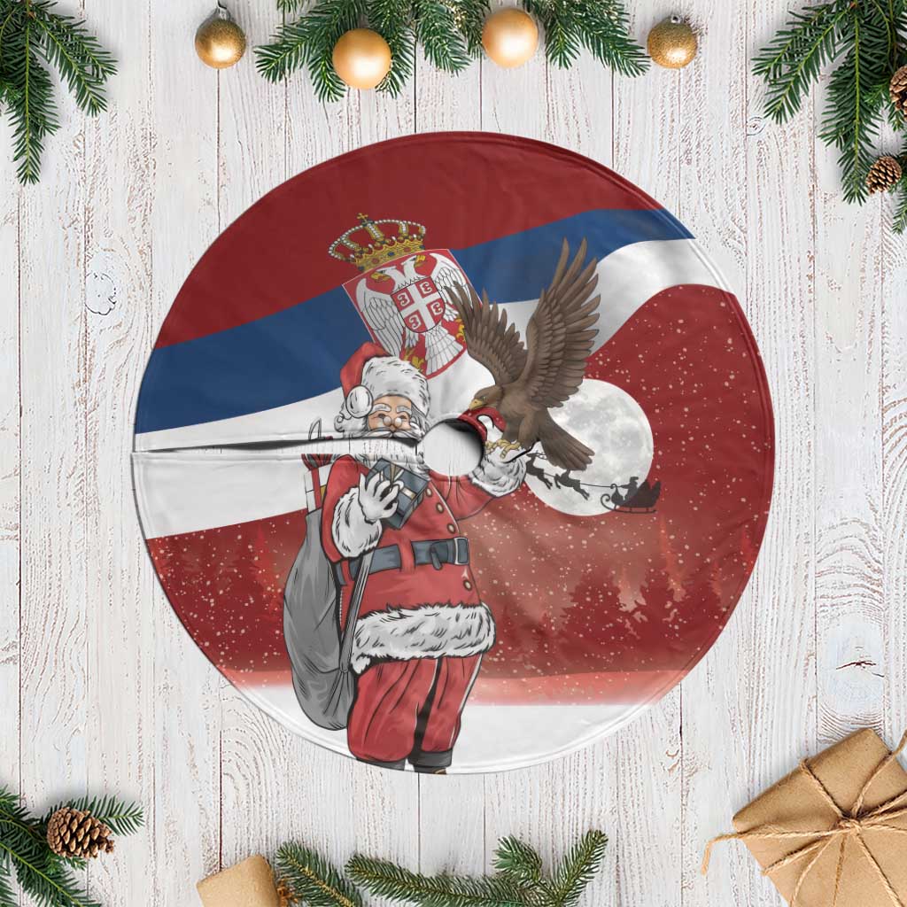 Serbia Santa Christmas Tree Skirt Christmas Serbian Eagle Flag Style - Wonder Print Shop