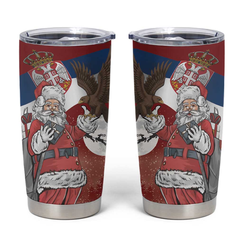 Serbia Santa Christmas Tumbler Cup Christmas Serbian Eagle Flag Style - Wonder Print Shop