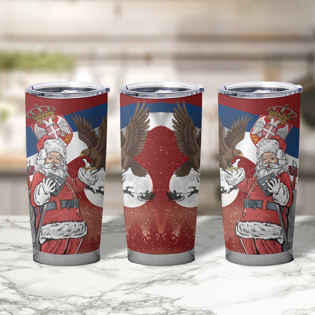 Serbia Santa Christmas Tumbler Cup Christmas Serbian Eagle Flag Style - Wonder Print Shop