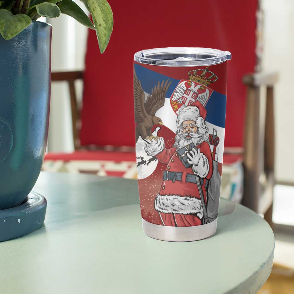 Serbia Santa Christmas Tumbler Cup Christmas Serbian Eagle Flag Style - Wonder Print Shop