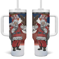 Serbia Santa Christmas Tumbler With Handle Christmas Serbian Eagle Flag Style - Wonder Print Shop
