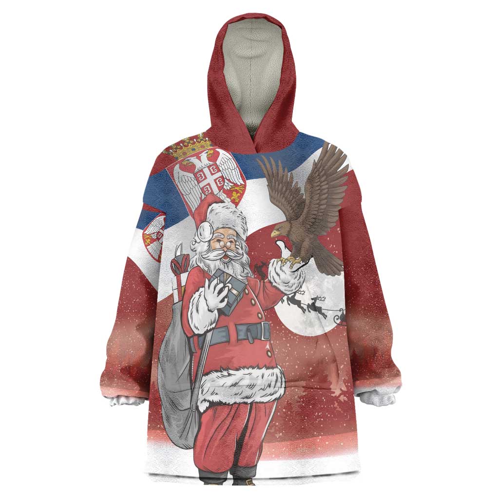 Serbia Santa Christmas Wearable Blanket Hoodie Christmas Serbian Eagle Flag Style - Wonder Print Shop