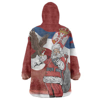 Serbia Santa Christmas Wearable Blanket Hoodie Christmas Serbian Eagle Flag Style - Wonder Print Shop